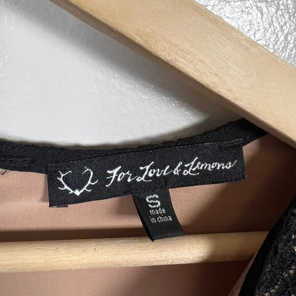 For Love & Lemons Rosalita Lace Dress Size Small Black Plunge Party Cocktail - Picture 4 of 12